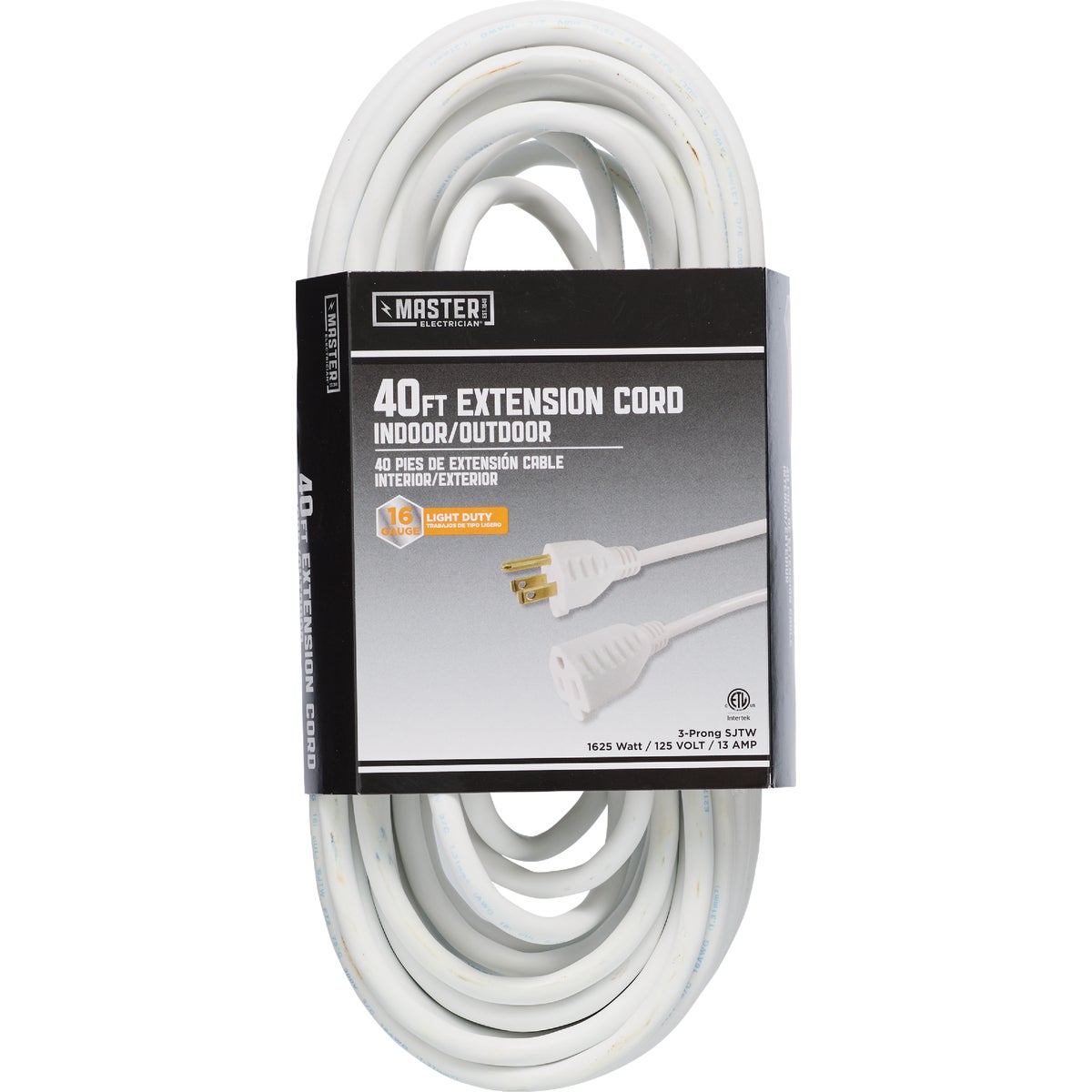 Master Electrician 40 Ft. 16/3 Light-Duty White Patio Extension Cord