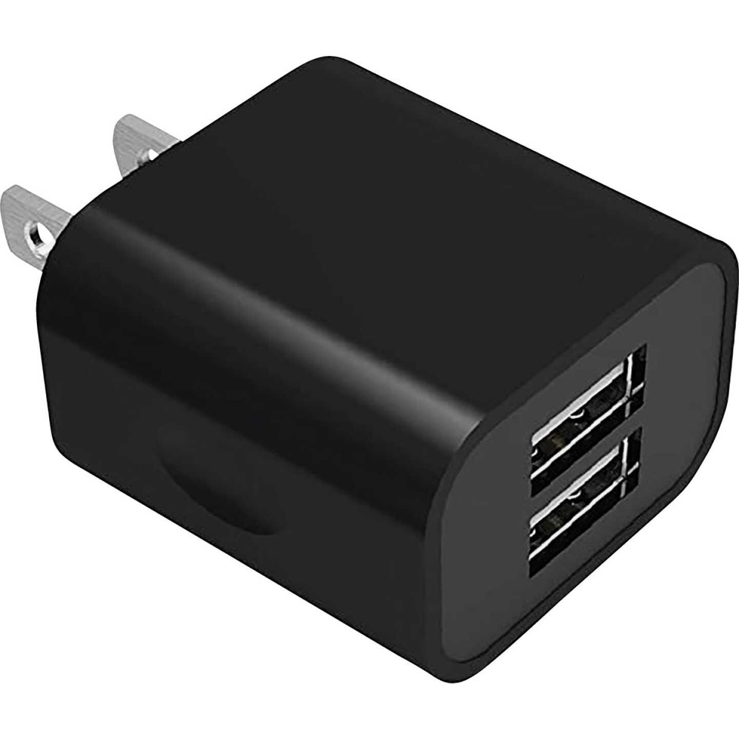 Blue Jet AC Outlet Black Dual 3.4A Wall USB Charger Image 1