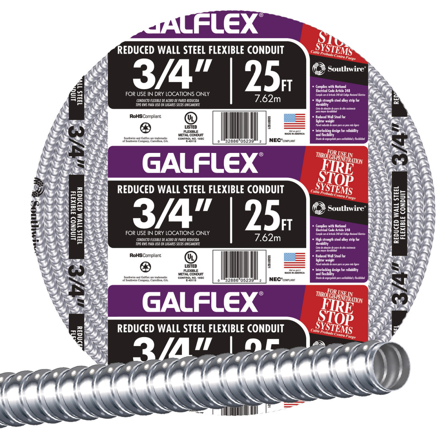Southwire 3/4 In. x 25 Ft. RWS Flexible Flexible Metal Conduit Image 1