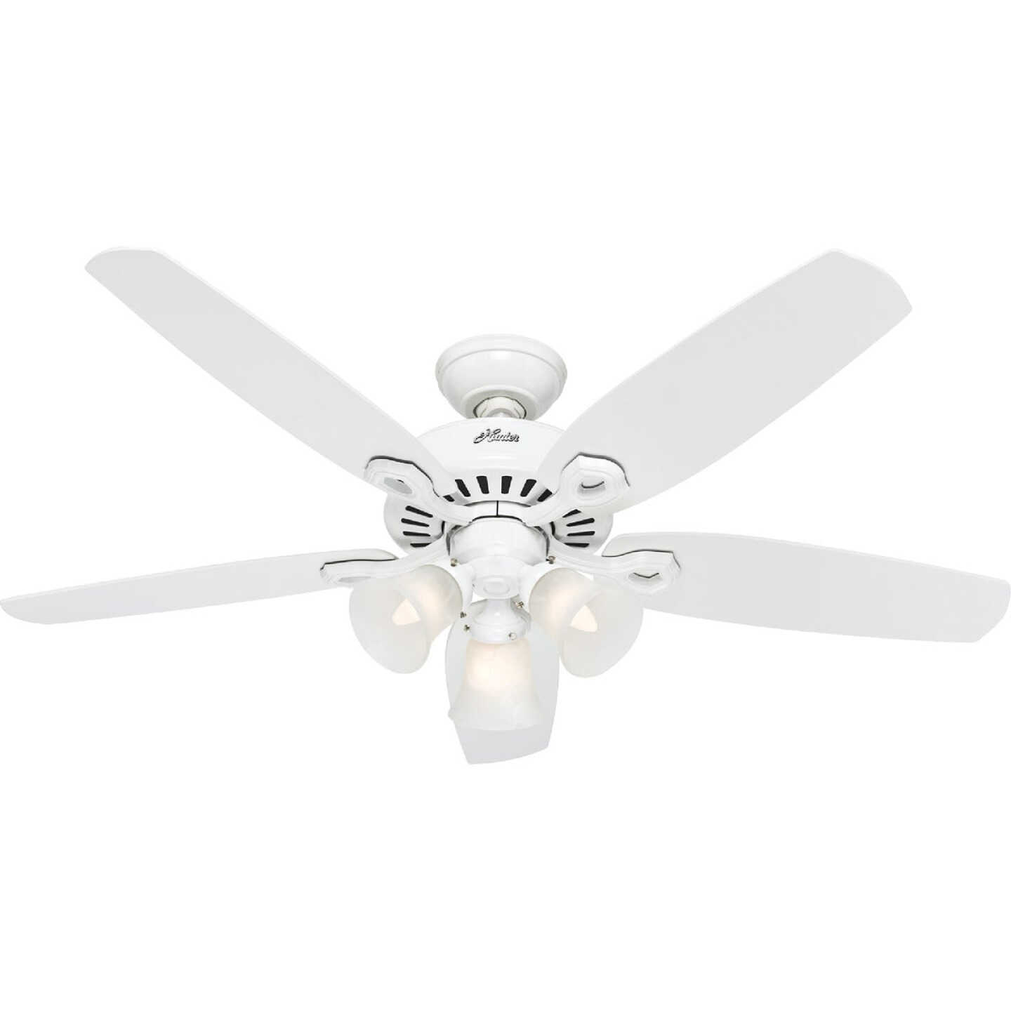 Hunter Builders Plus 52 In. White Ceiling Fan with Light Kit Image 1