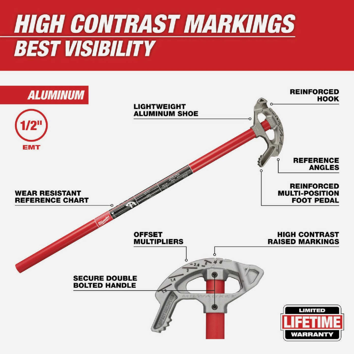 Milwaukee 1/2 In. EMT Aluminum Conduit Bender Image 2