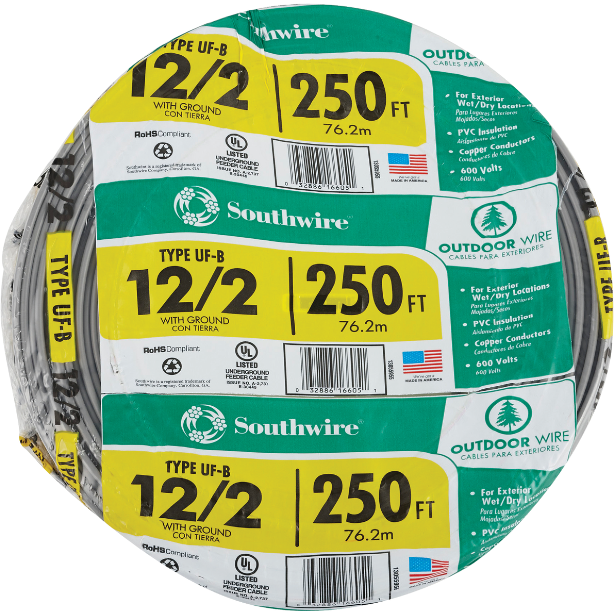 Southwire 250 Ft. 12 AWG 2-Conductor UFW/G Electrical Wire Image 2