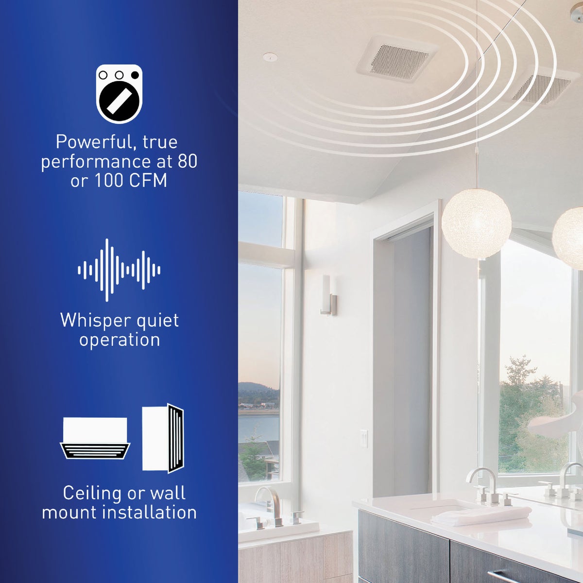 Panasonic Whisper Thin 80/100 CFM Bathroom Exhaust Fan Image 3