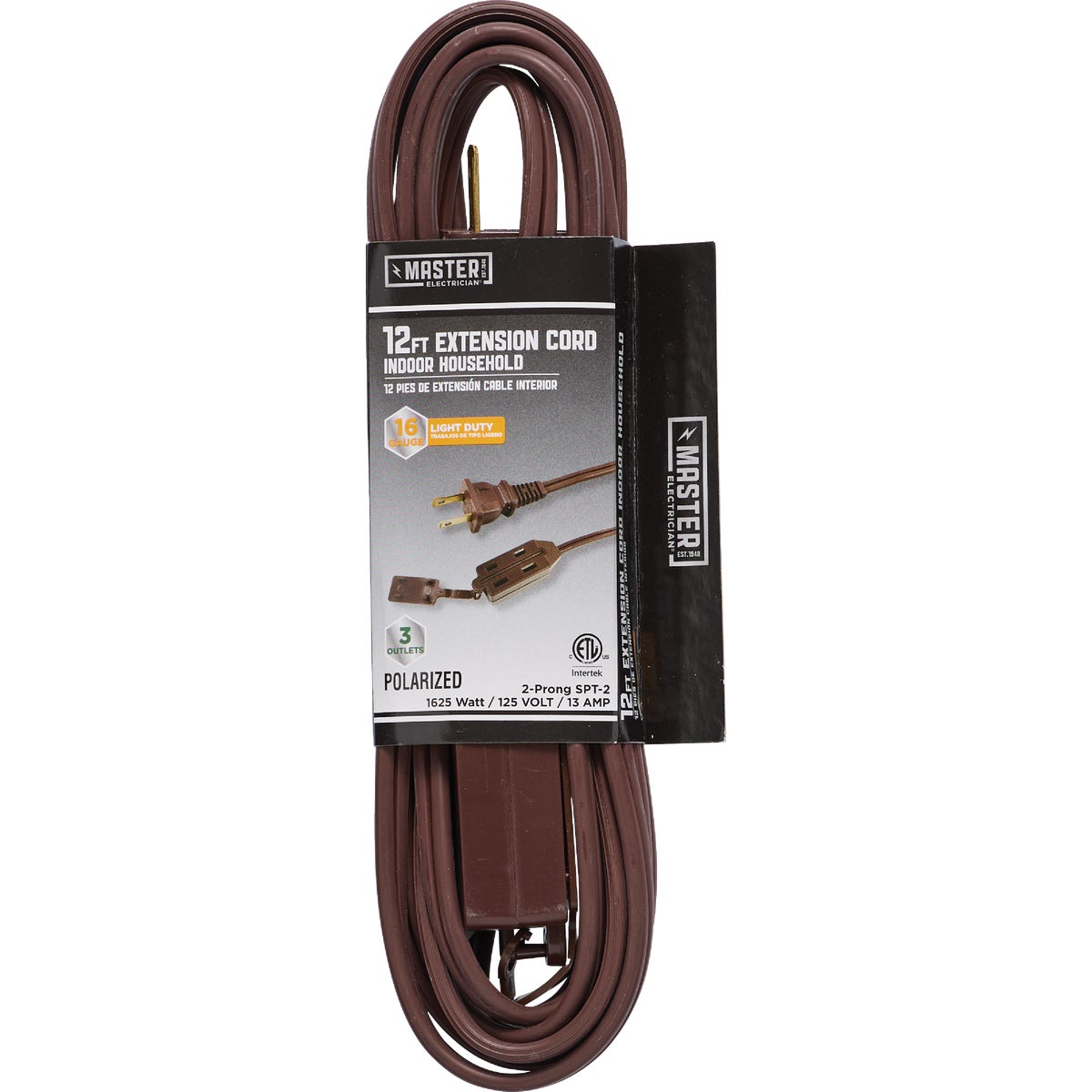 Master Electrician 12 Ft. 16/2 Brown Cube Tap Extension Cord