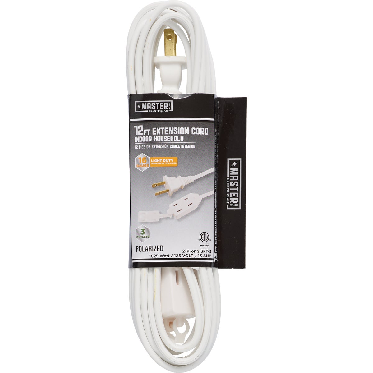 Master Electrician 12 Ft. 16/2 White Cube Tap Extension Cord