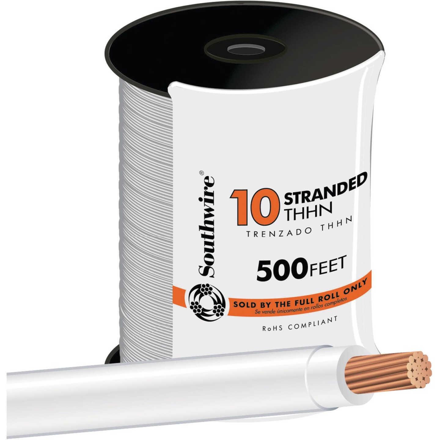 Southwire 500 Ft. 10 AWG Stranded White THHN Electrical Wire Image 1