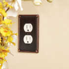 Amerelle Imperial Bead 1-Gang Cast Metal Outlet Wall Plate, Aged Bronze Image 3