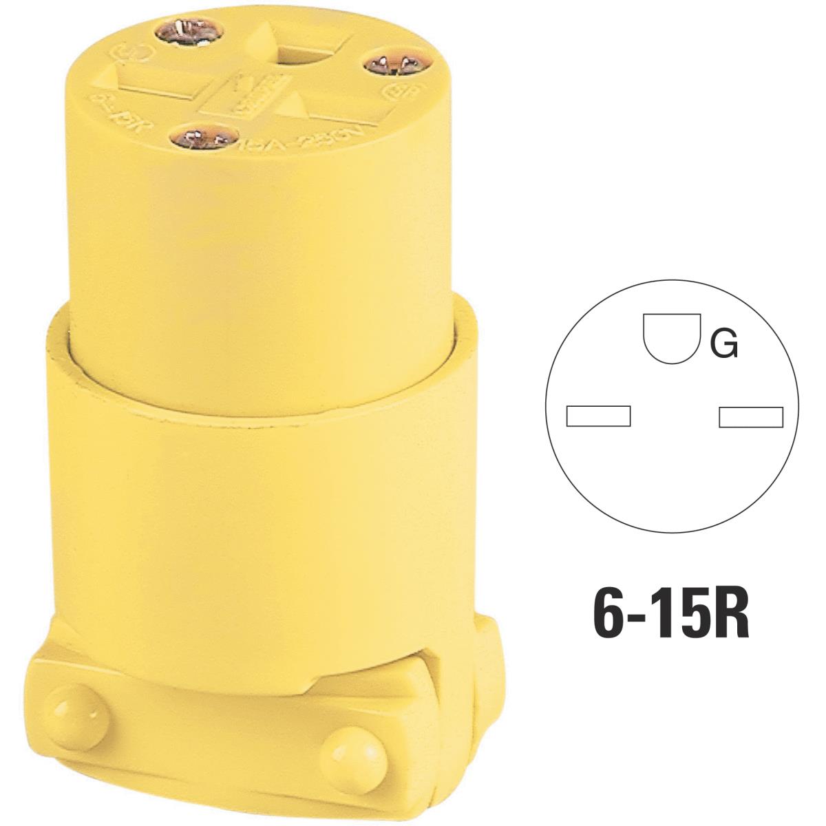 Cooper 15A 250V 3-Wire 2-Pole Commercial Grade Cord Connector