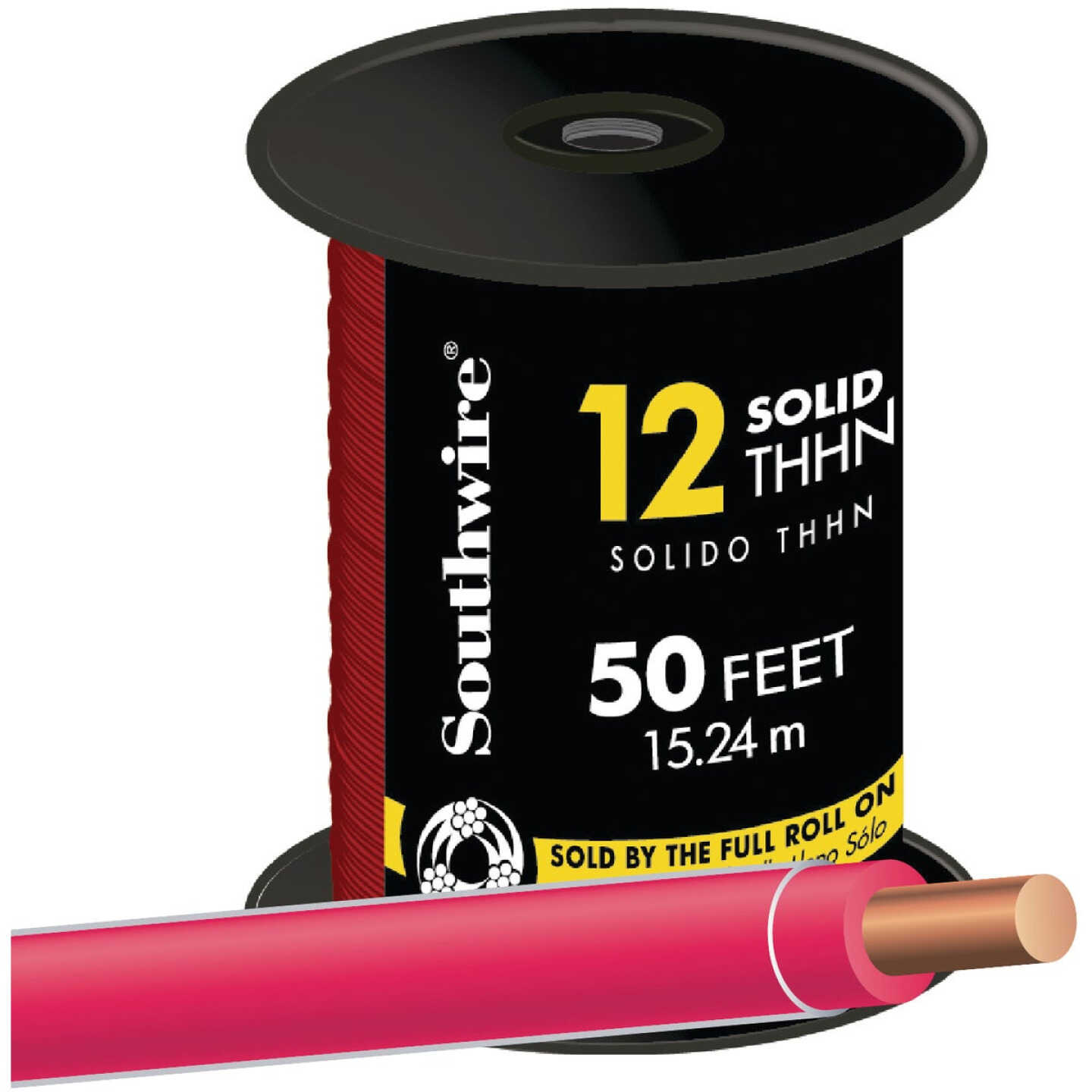 Southwire 50 Ft. 12 AWG Solid Red THHN Electrical Wire Image 1