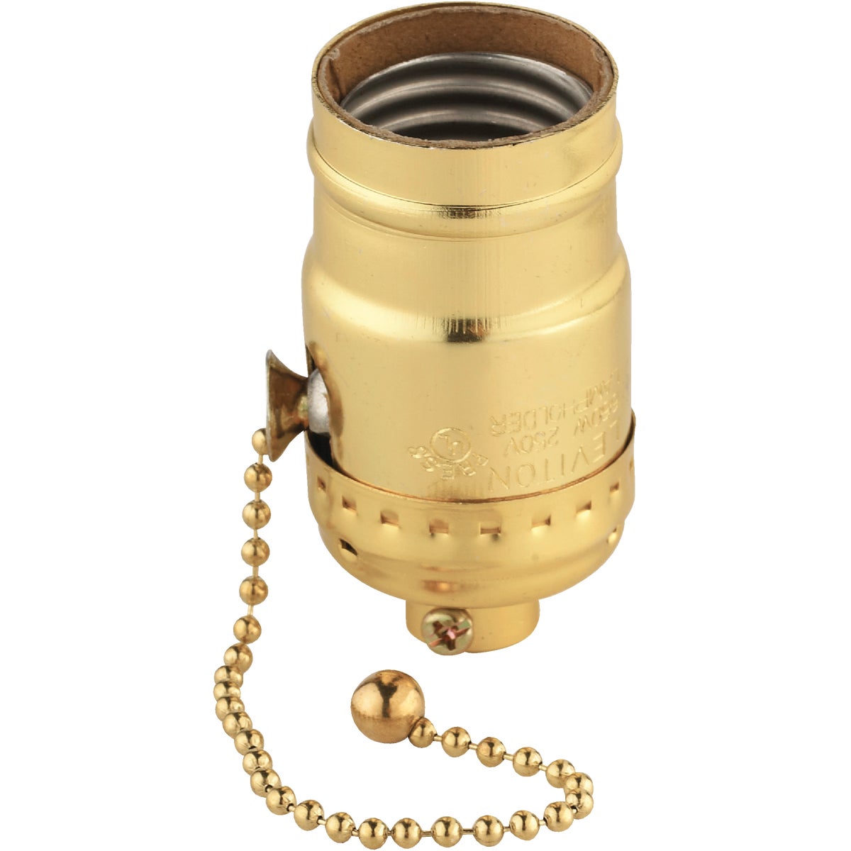 Leviton Pull Chain Medium Base Polished Gilt Lamp Socket Image 1
