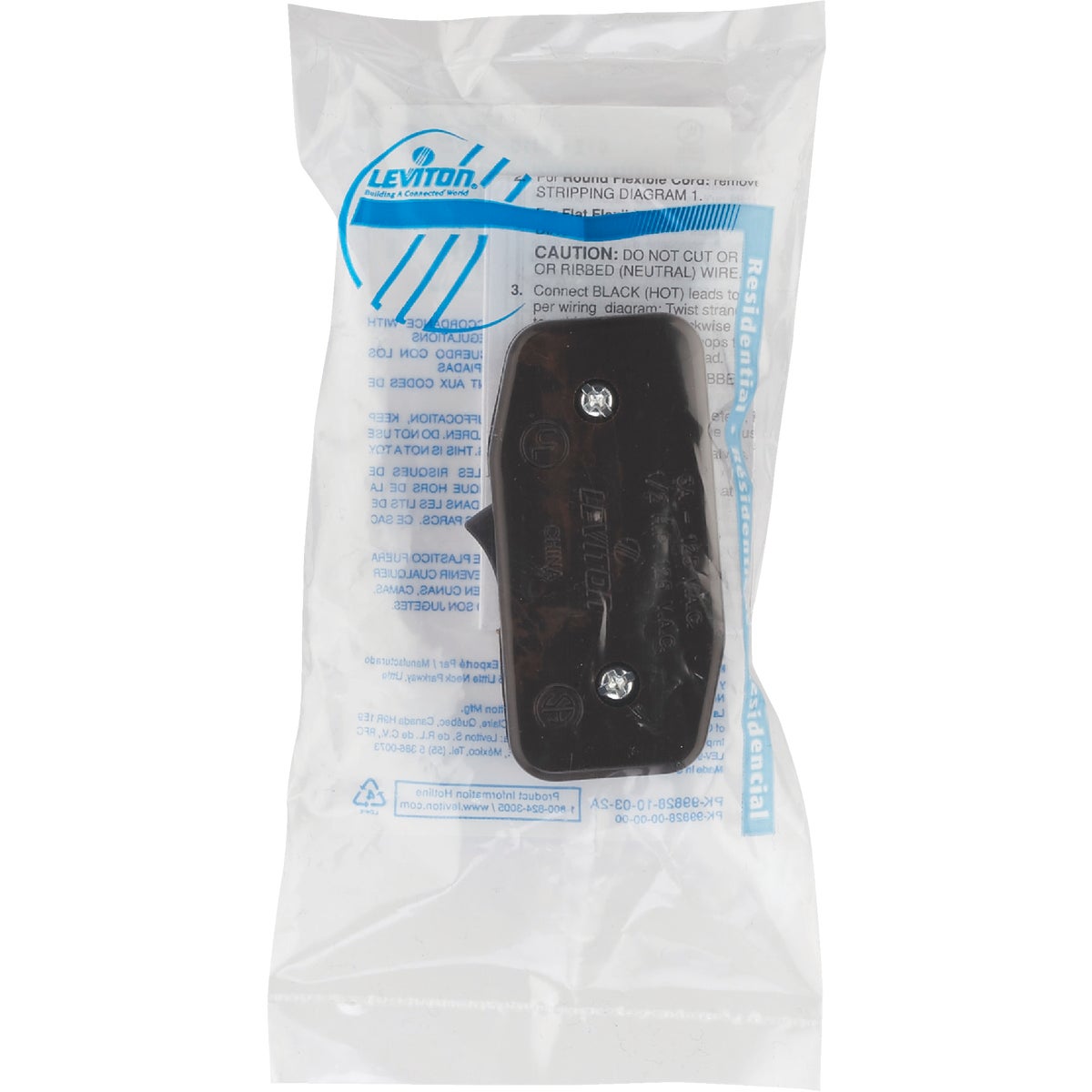 Leviton 3A Brown Heavy-Duty Rocker Cord Switch Image 2