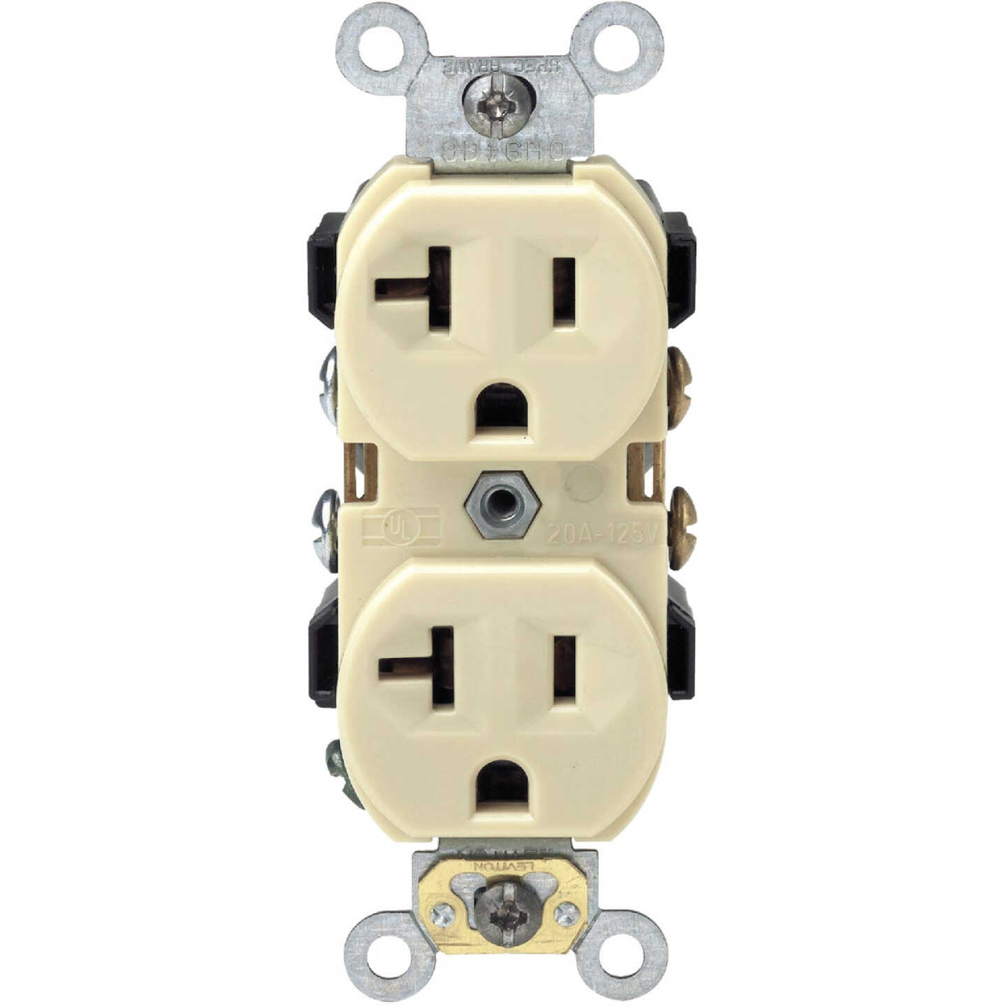 Leviton 20A Ivory Shallow Commercial Grade 5-20R Duplex Outlet Image 4