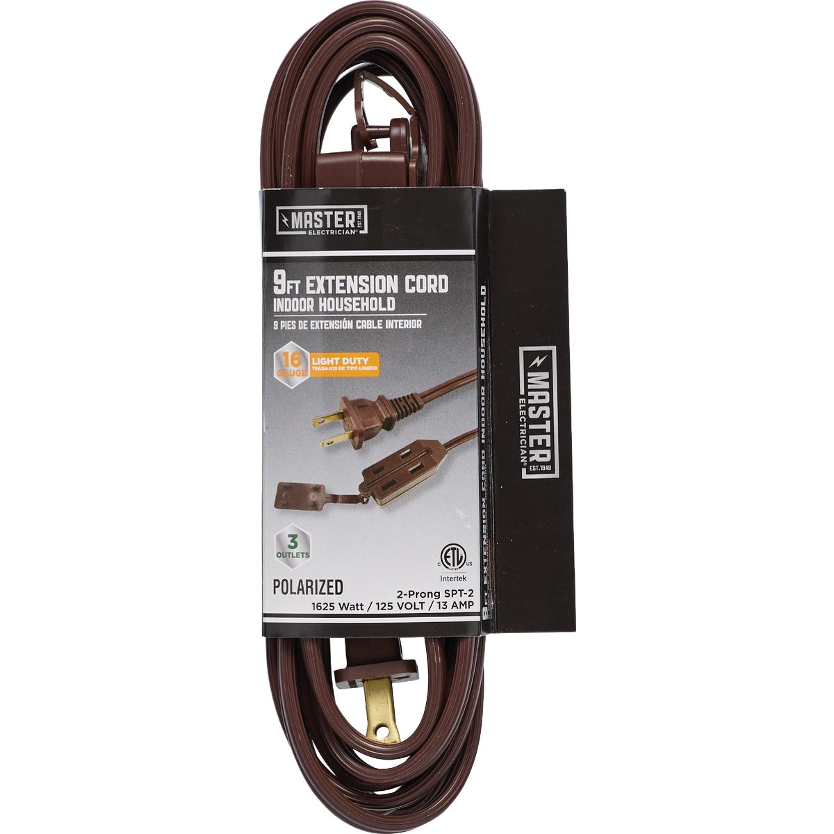 Master Electrician 9 Ft. 16/2 Brown Cube Tap Extension Cord