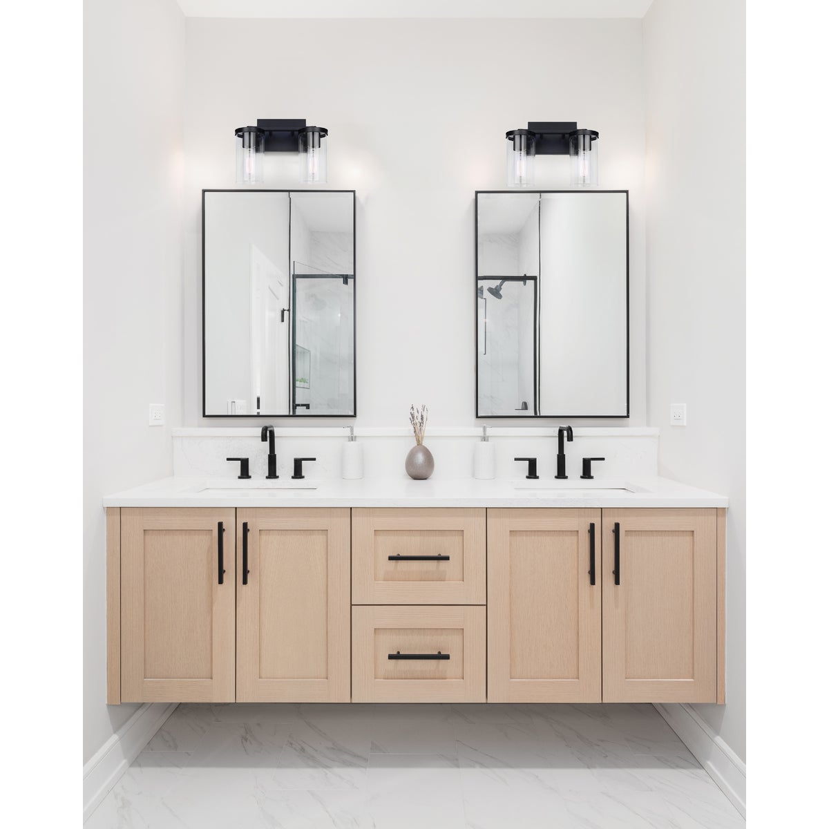 Canarm Britton 2-Light Black Vanity Bath Light Fixture, Clear Glass Image 2