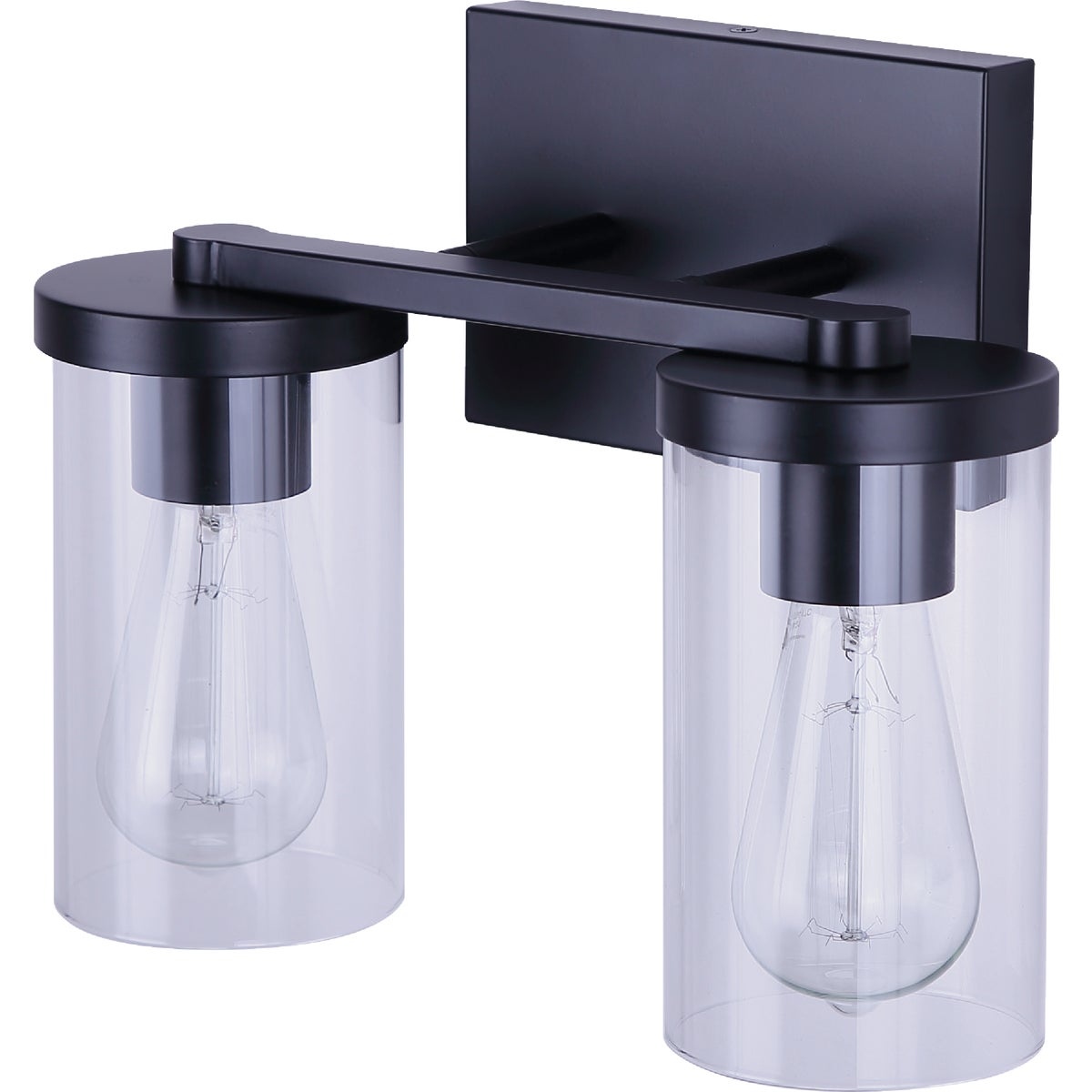 Canarm Britton 2-Light Black Vanity Bath Light Fixture, Clear Glass Image 5