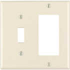 Leviton Decora 2-Gang Thermoset Single Toggle/Rocker Wall Plate, Light Almond Image 1