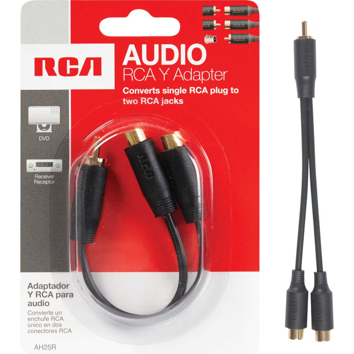 RCA 3 In. Single Male to Double Female Y-Adapter Image 1