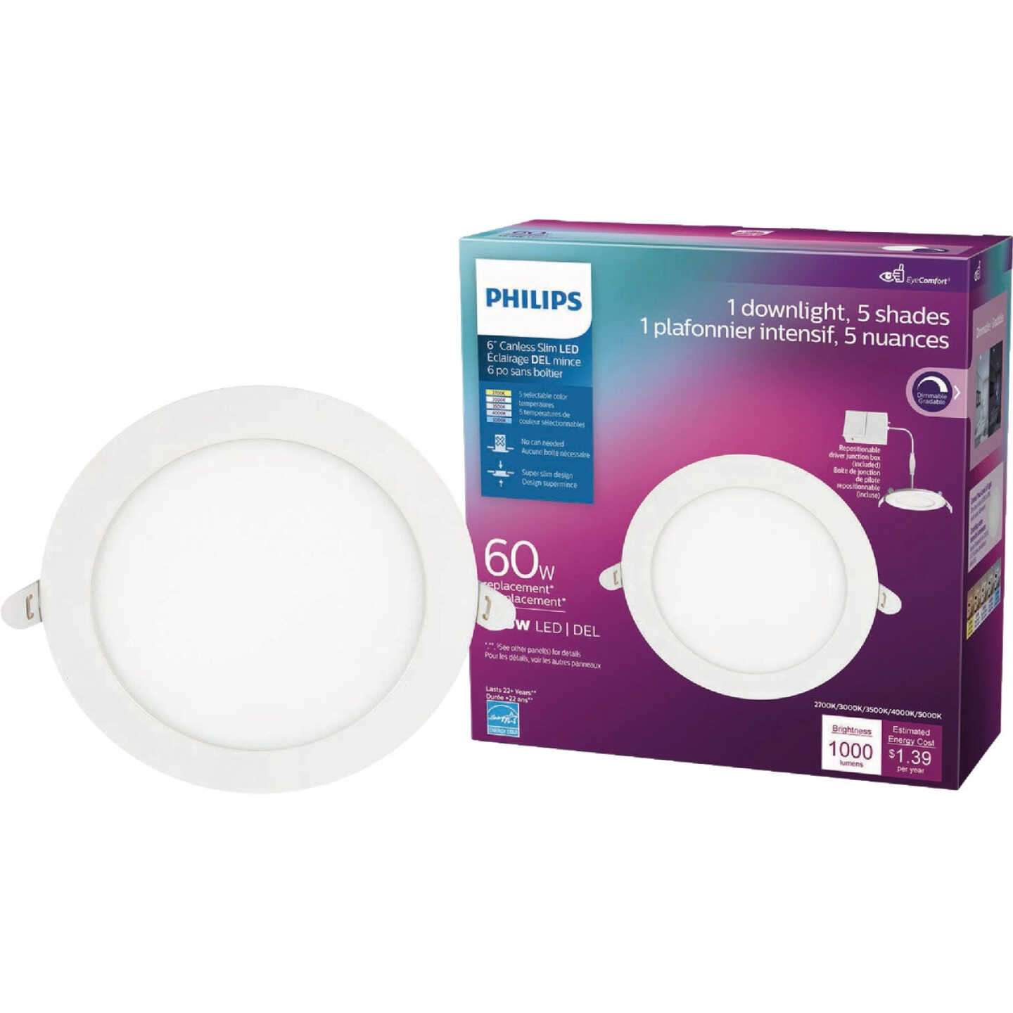 Philips 6 In. White Canless Selectable CCT LED Recessed Light Kit Image 7