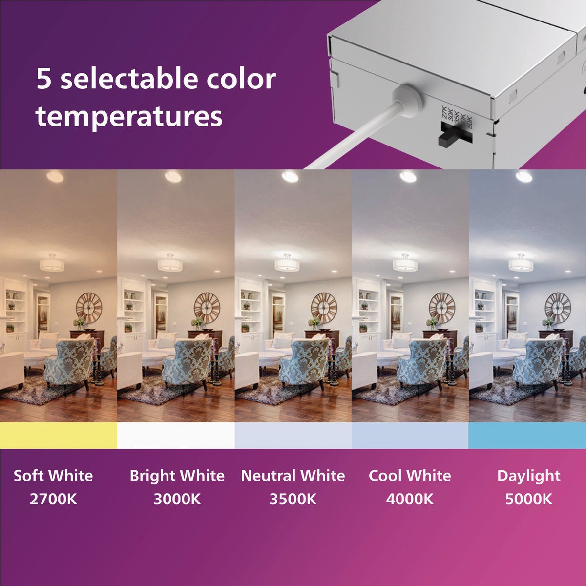 Philips 6 In. White Canless Selectable CCT LED Recessed Light Kit Image 5