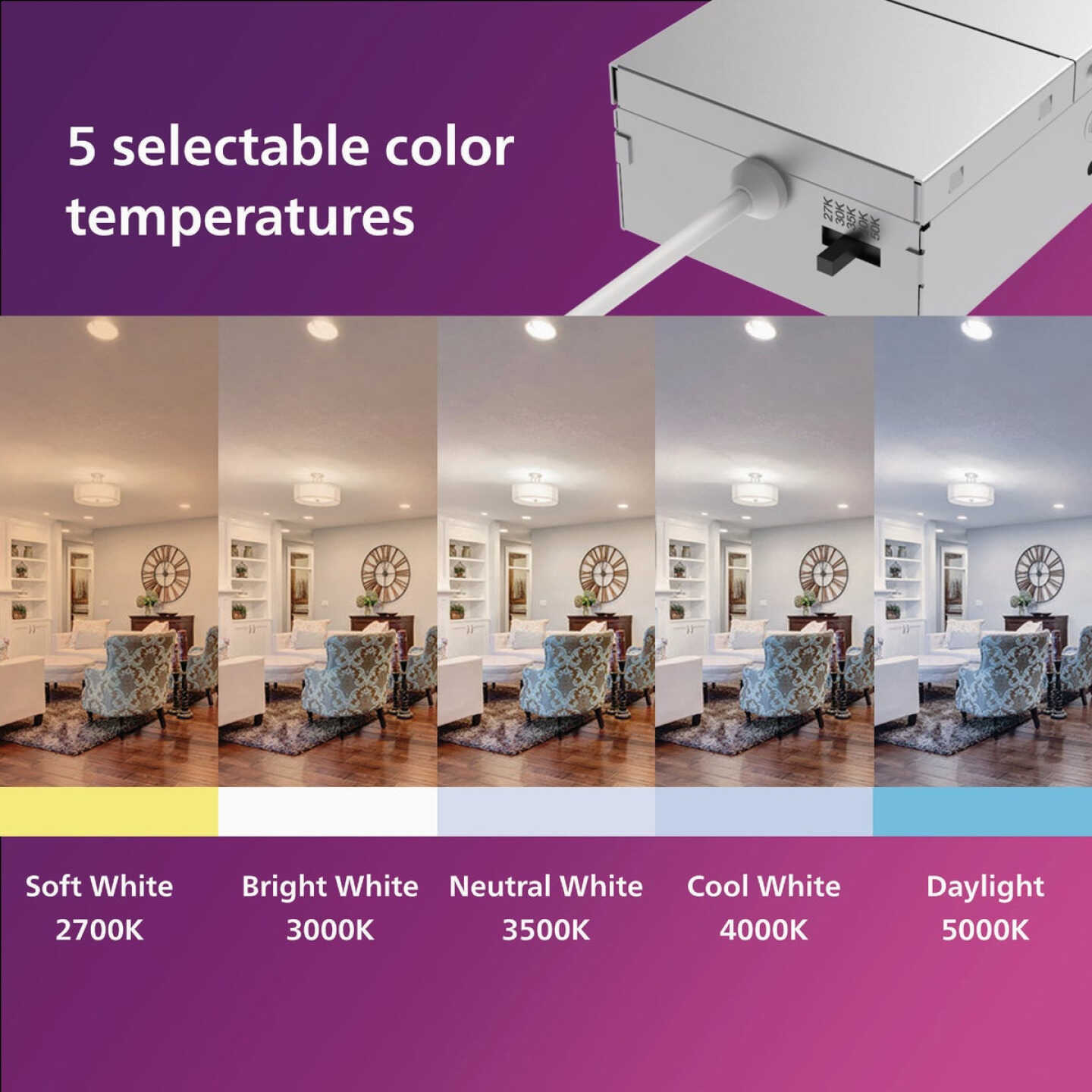 Philips 6 In. White Canless Selectable CCT LED Recessed Light Kit Image 5