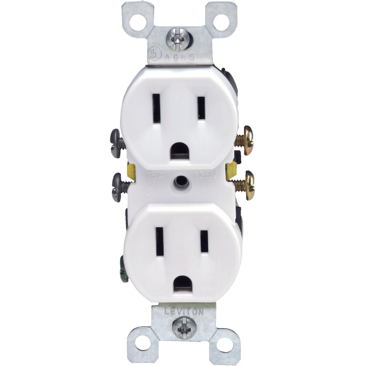Leviton 15A White Shallow Grounded 5-15R Duplex Outlet Image 2