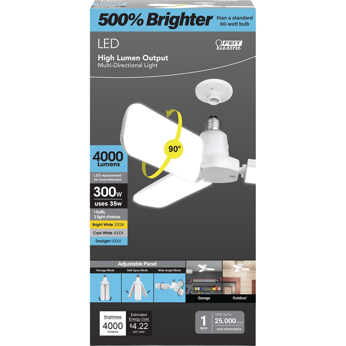 Feit Electric 35W 4000 Lumens LED Foldable Garage Light Image 7