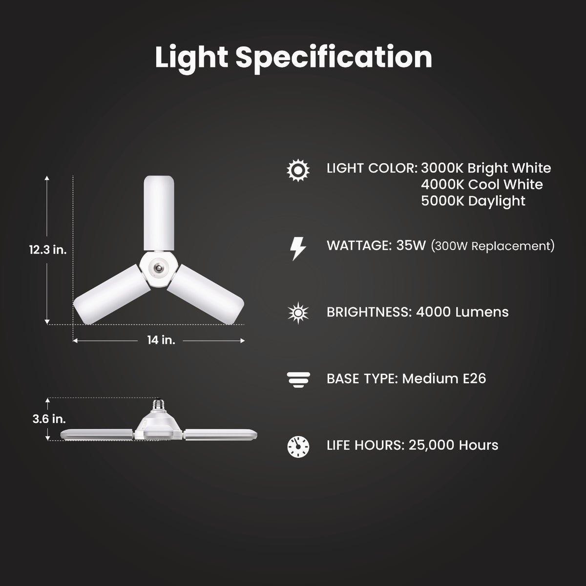 Feit Electric 35W 4000 Lumens LED Foldable Garage Light Image 2