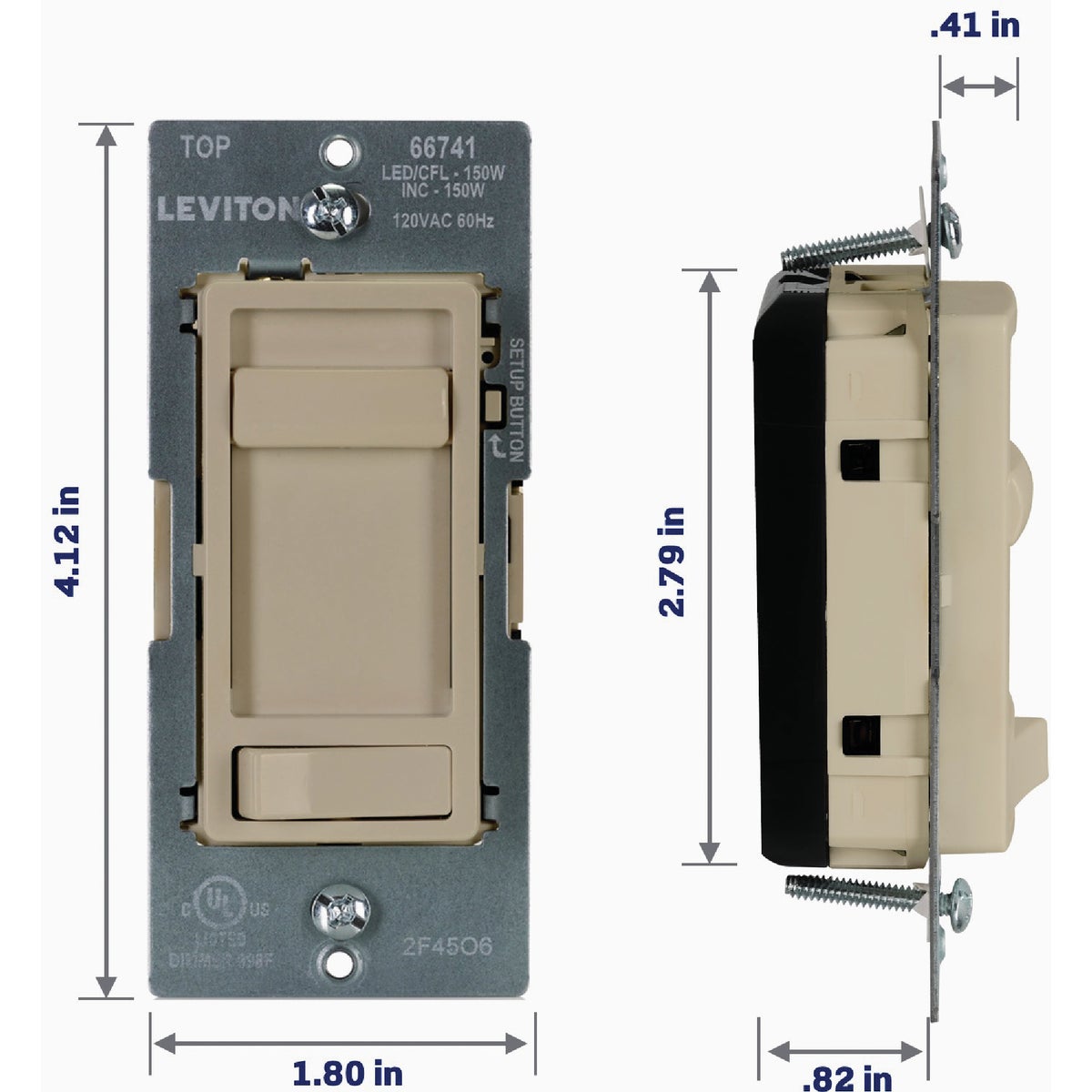 Leviton SureSlide LED/CFL Ivory Slide Dimmer Image 3