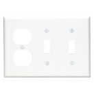 Leviton 3-Gang Plastic 2-Toggle/Duplex Outlet Wall Plate, White Image 1