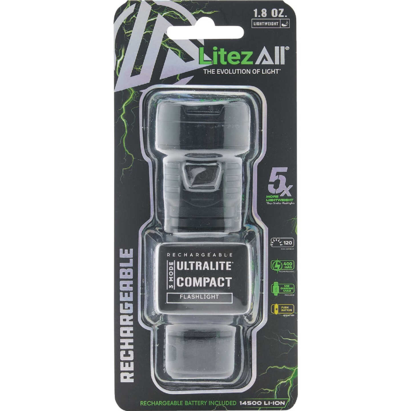 LitezAll Ultralite 120 Lm. Rechargeable LED Flashlight Image 2