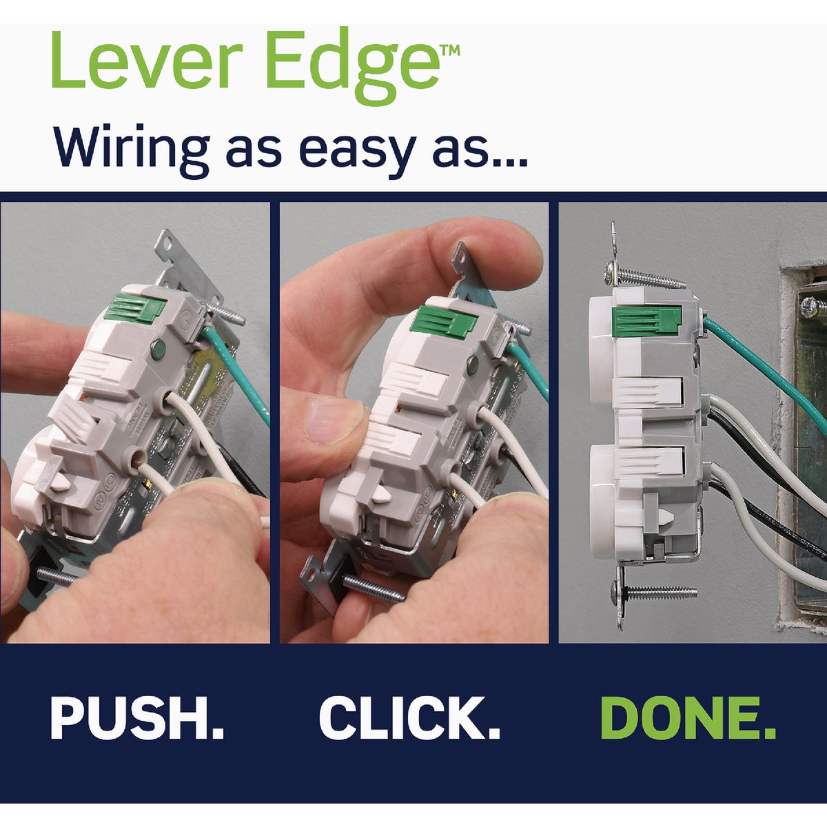 Leviton Lever Edge White 15A Commercial Grade 5-15R Duplex Outlet Image 3
