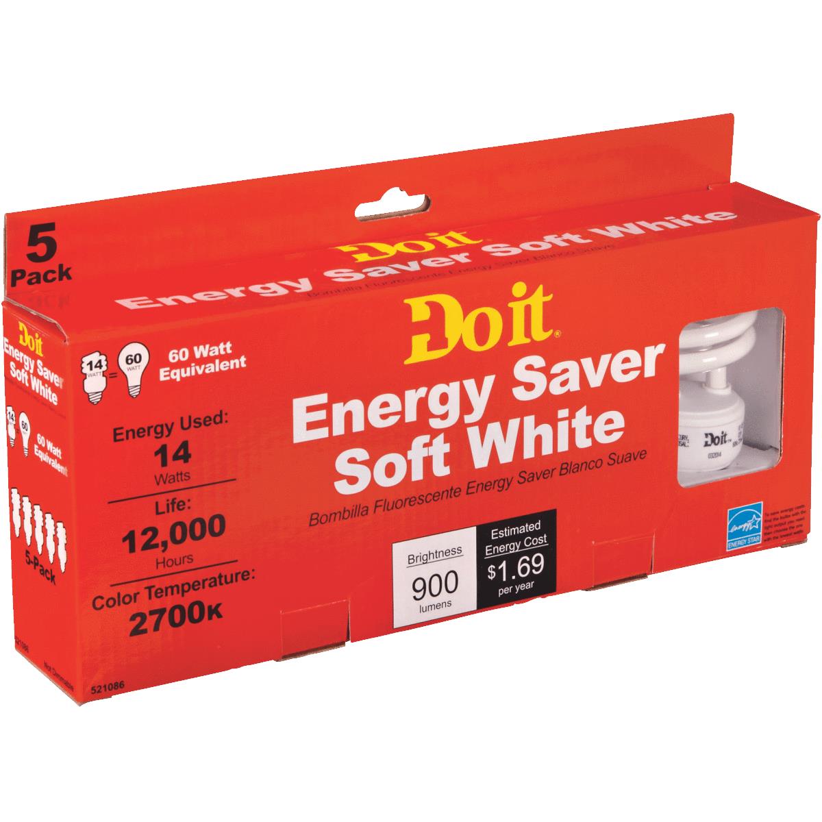 5PK 14W TWIST BULB