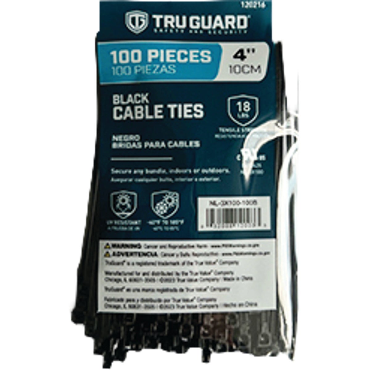 TruGuard 4 In. Black Self-Locking Cable Ties (100-Pack) Image 1