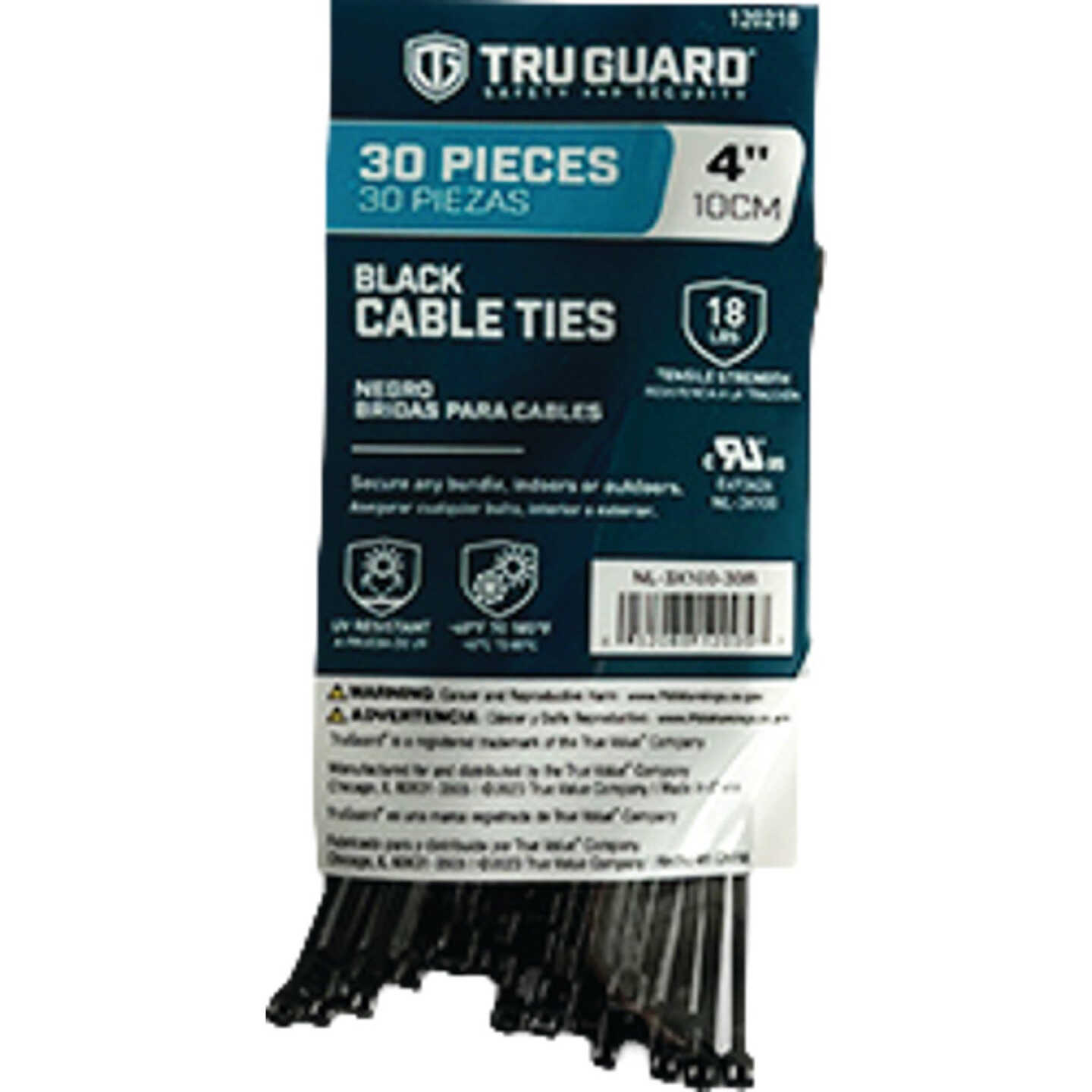 TruGuard 4 In. Black Self-Locking Cable Ties (30-Pack) Image 1