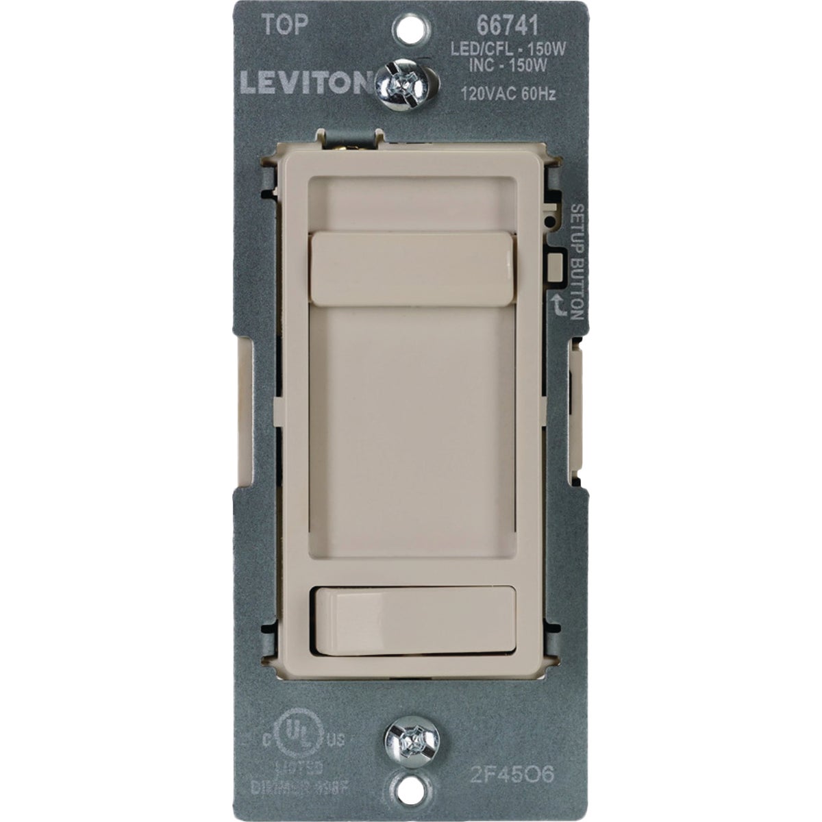 Leviton SureSlide LED/CFL Light Almond Slide Dimmer
