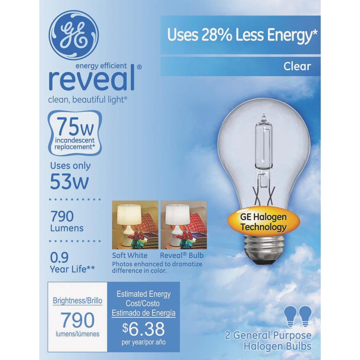 53W RVL CLR HALOGEN BULB