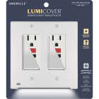 Amerelle LumiCover 2-Gang Universal Wallplate with Built-In Night Light, White Image 2
