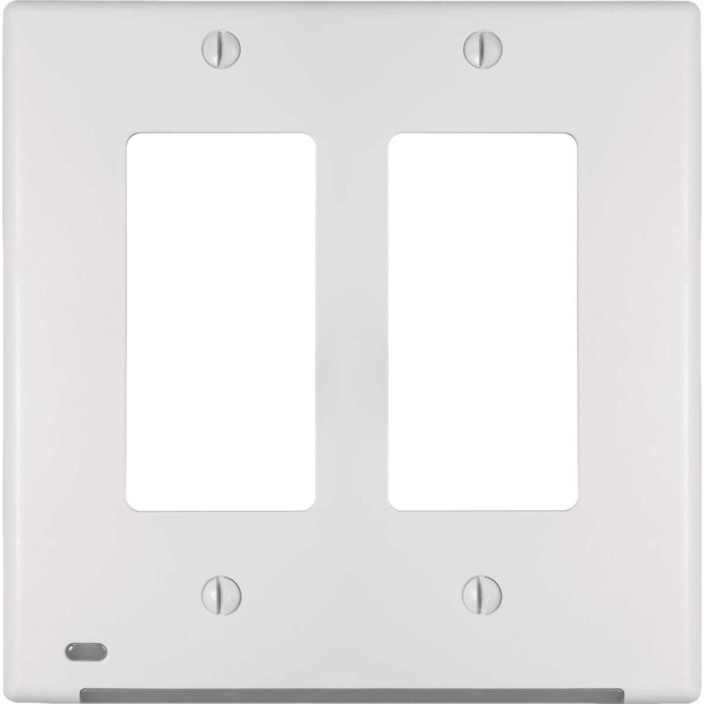 Amerelle LumiCover 2-Gang Universal Wallplate with Built-In Night Light, White Image 1