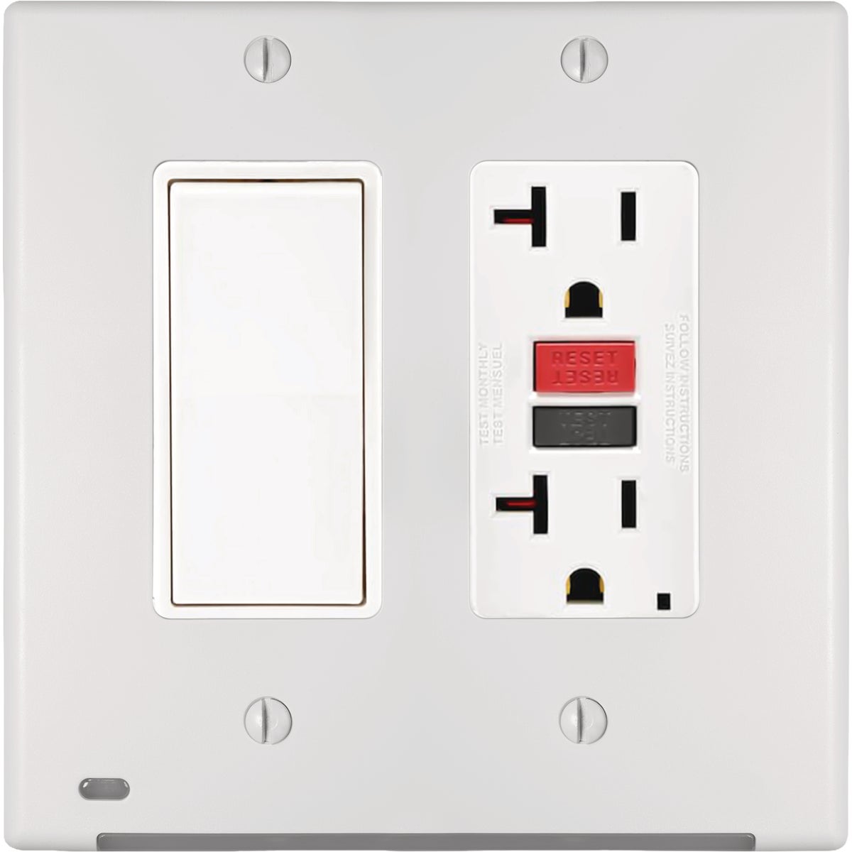 Amerelle LumiCover 2-Gang Universal Wallplate with Built-In Night Light, White Image 4