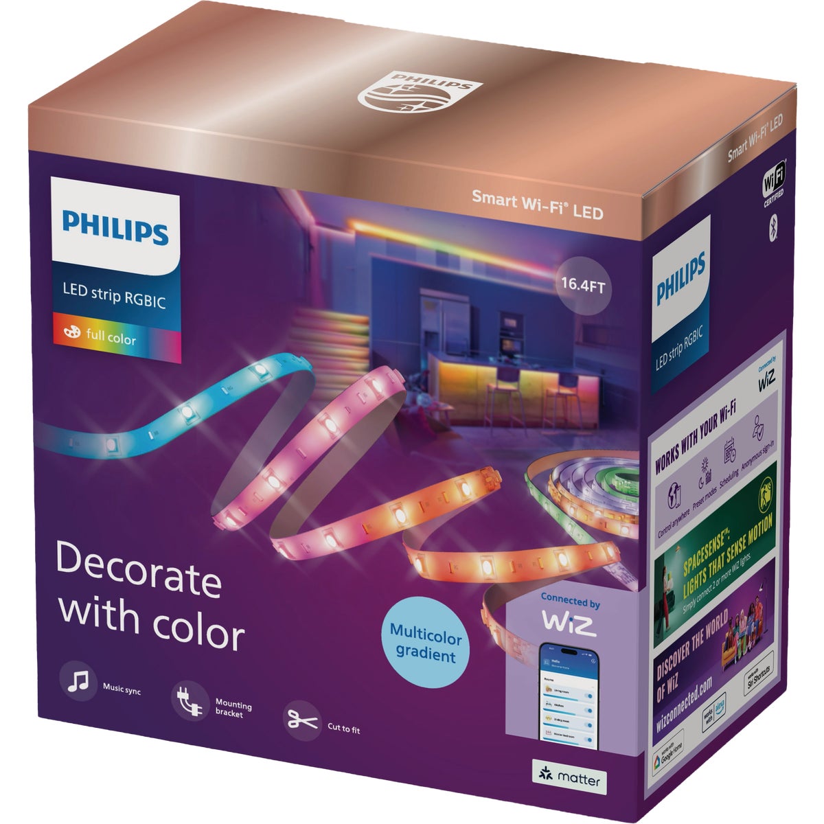 Philips Smart Wi-Fi 16.4 Ft. RGBIC LED Lightstrip