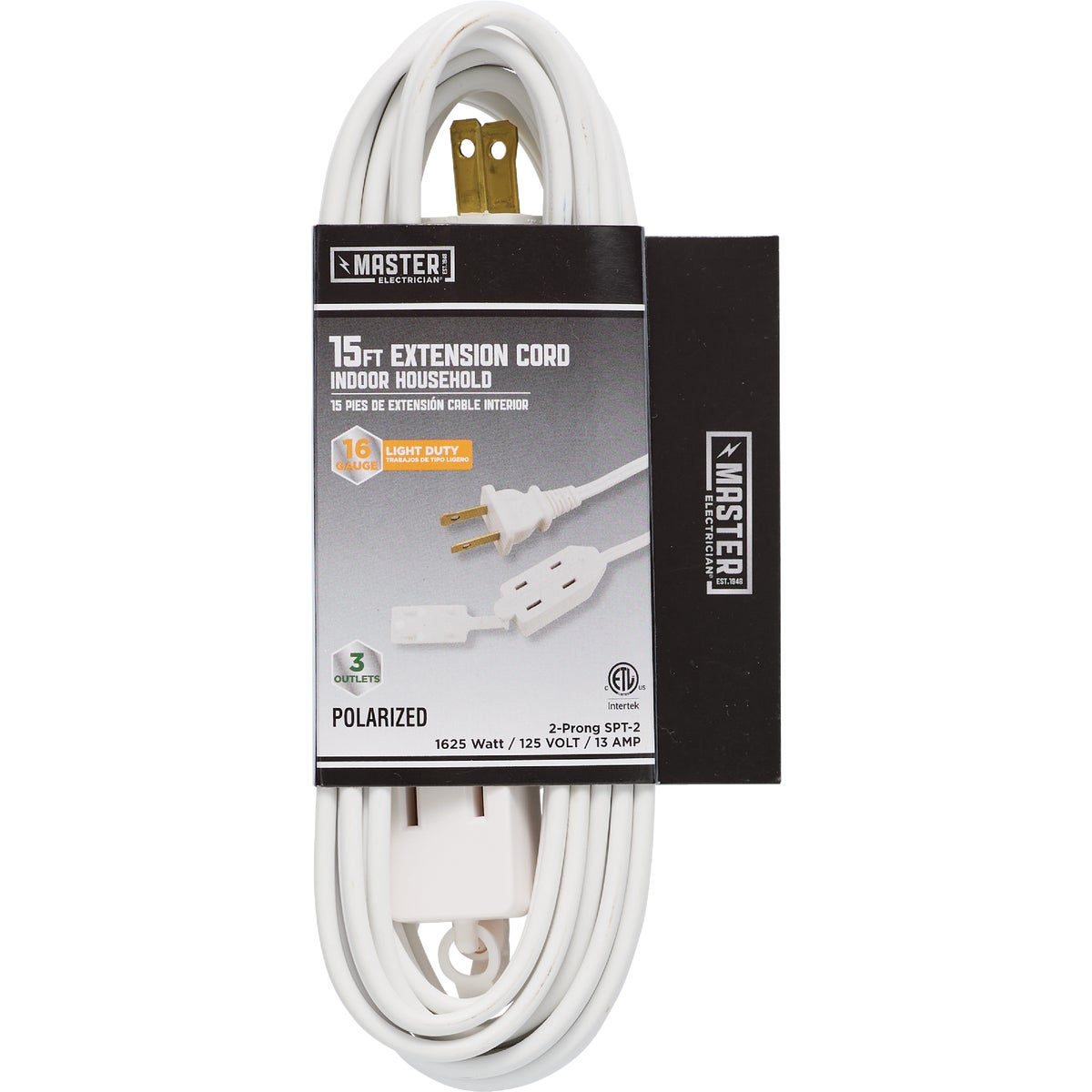 Master Electrician 15 Ft. 16/2 White Cube Tap Extension Cord