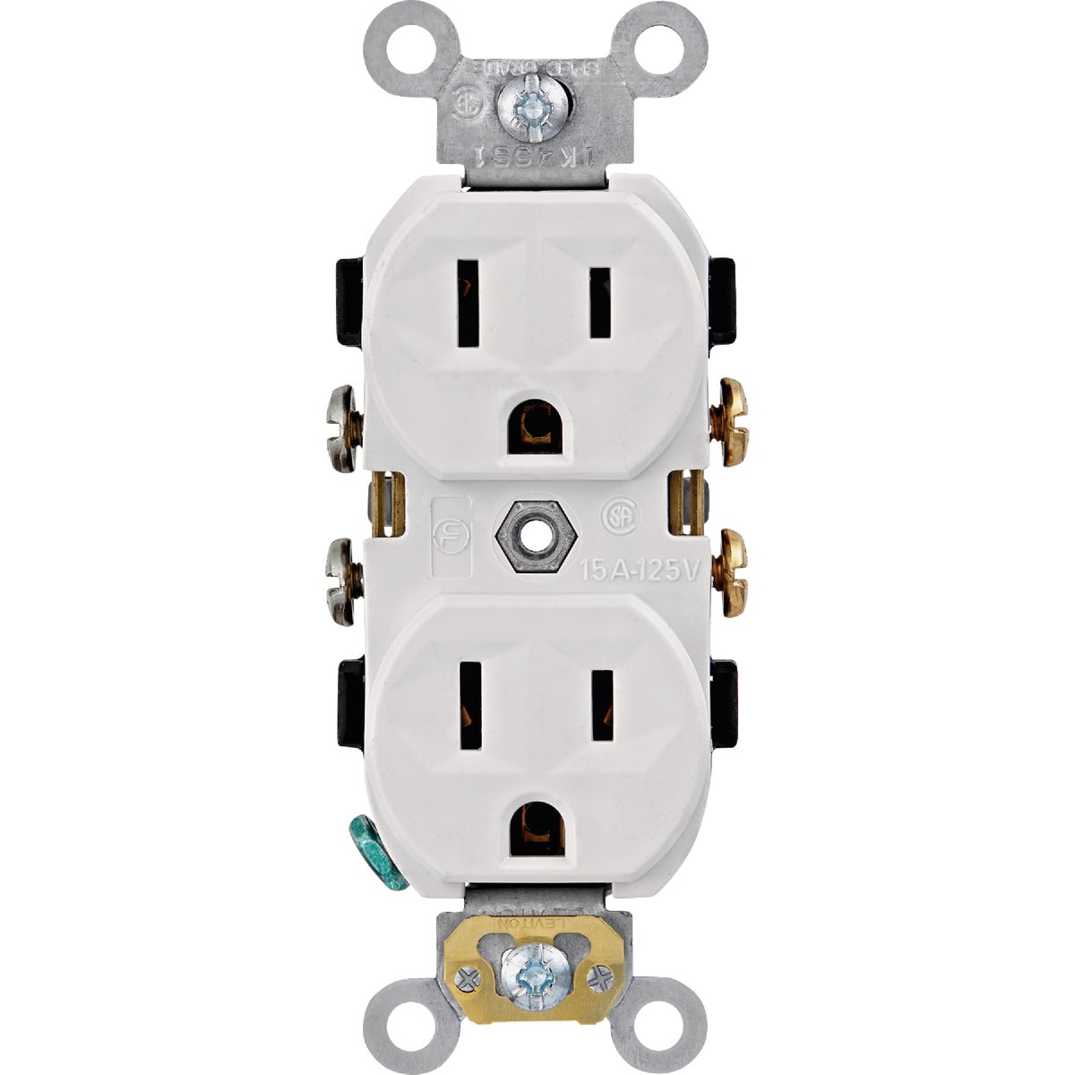 Leviton 15A White Commercial Grade 5-15R Combination Side Back Wire Duplex Outlet