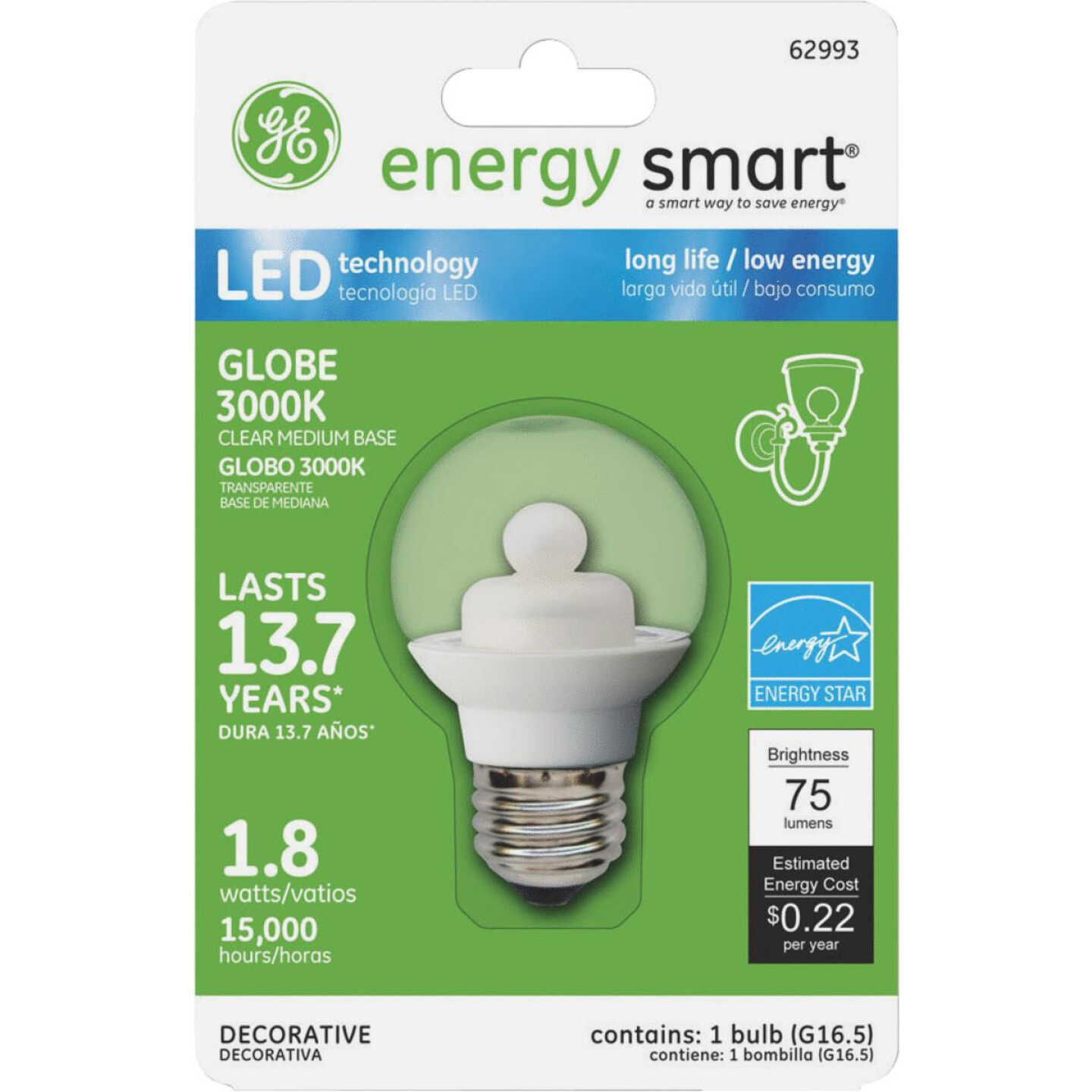 1.8W CLR G16.5 LED BULB Image 1