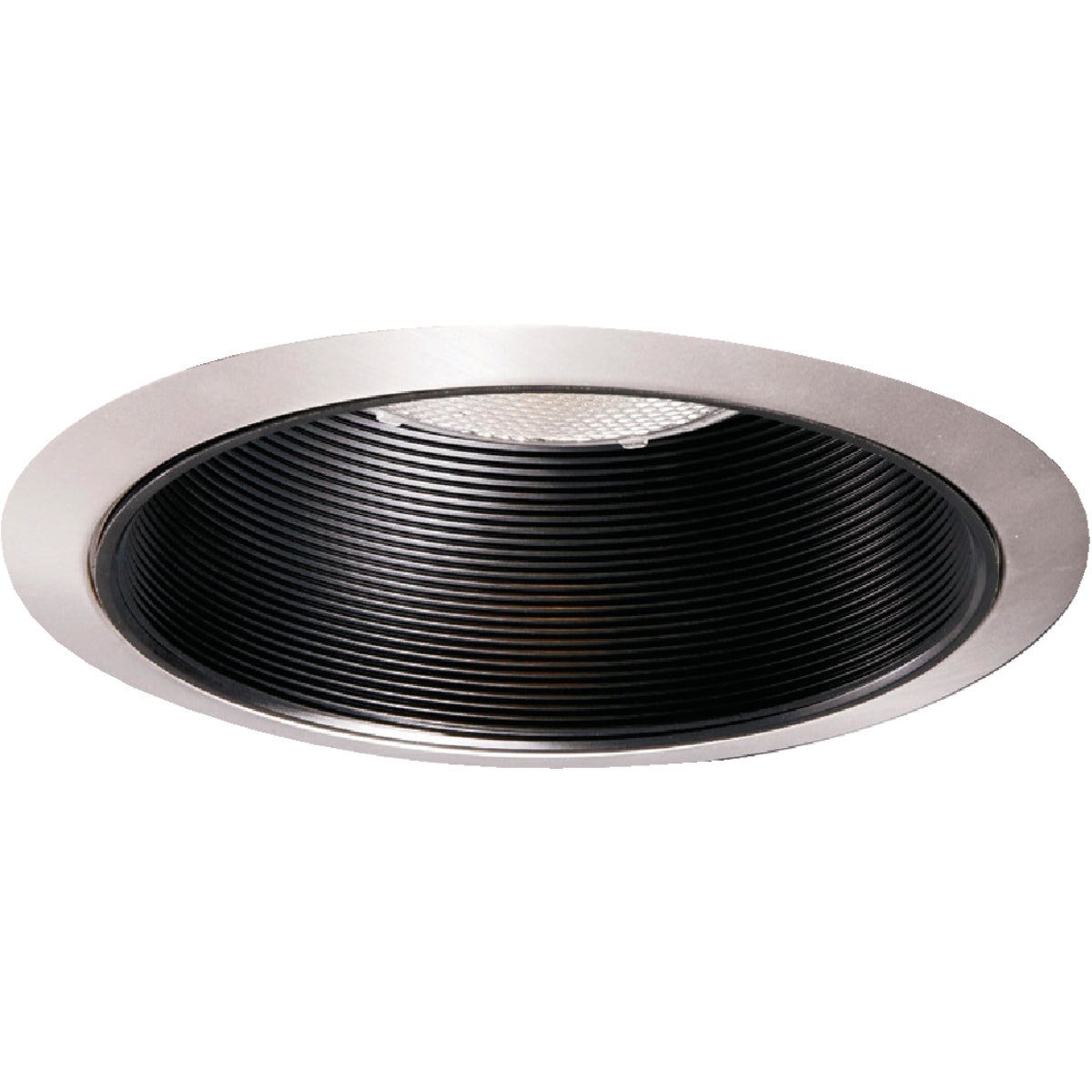 Halo 6 In. Satin Nickel Trim w/Black Baffle Halogen Recessed Fixture Trim
