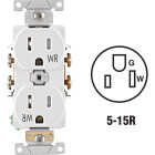 Leviton 15A White Tamper & Weather Resistant Commercial Grade 5-15R Duplex Outlet Image 1