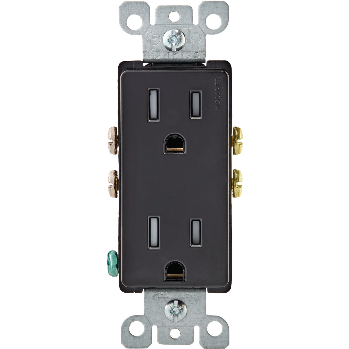 Leviton Decora 15A Black 125V Tamper Resistant Duplex Outlet/Receptacle Image 1