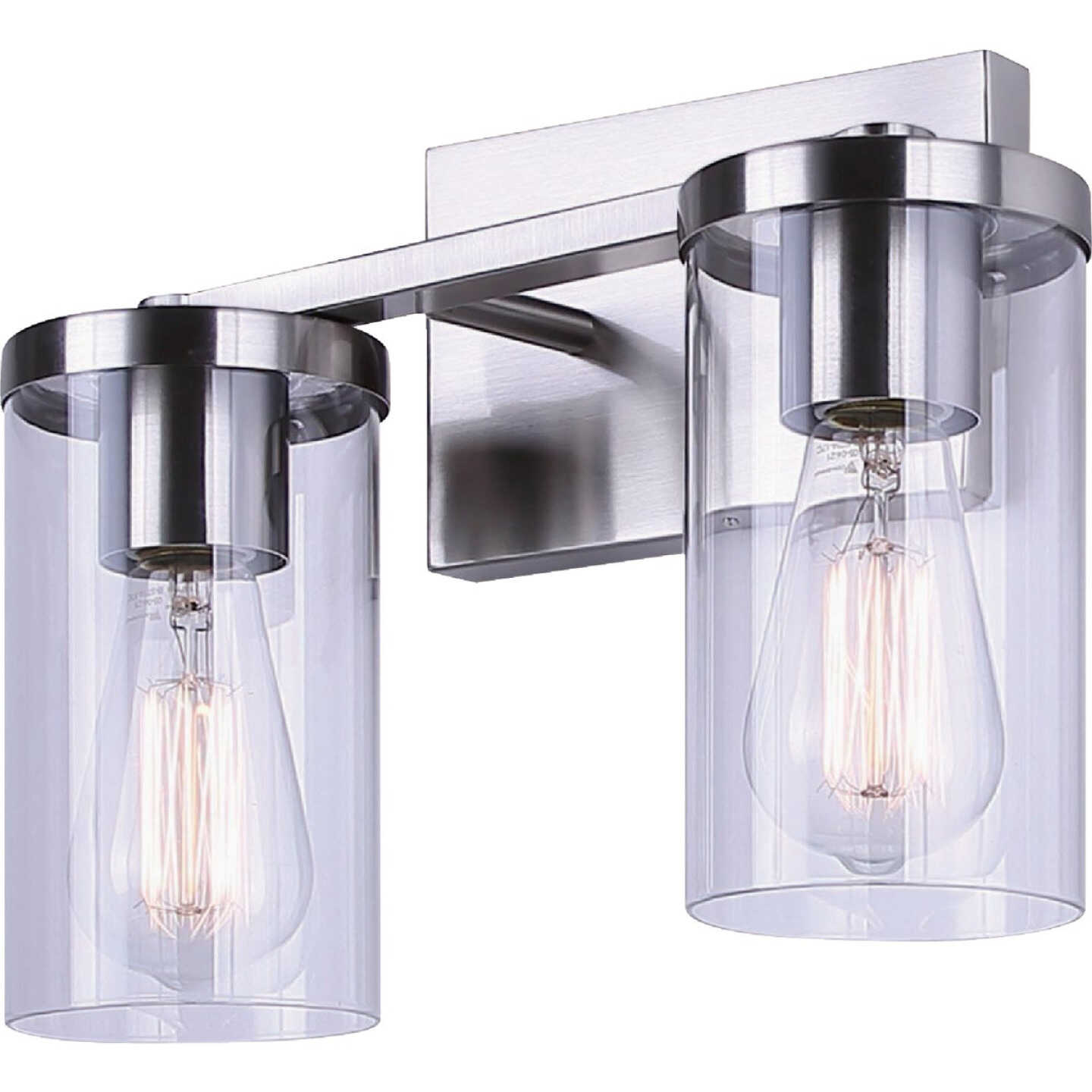 Canarm Britton 2-Light Brushed Nickel Vanity Bath Light Fixture, Clear Glass Image 1