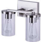 Canarm Britton 2-Light Brushed Nickel Vanity Bath Light Fixture, Clear Glass Image 7
