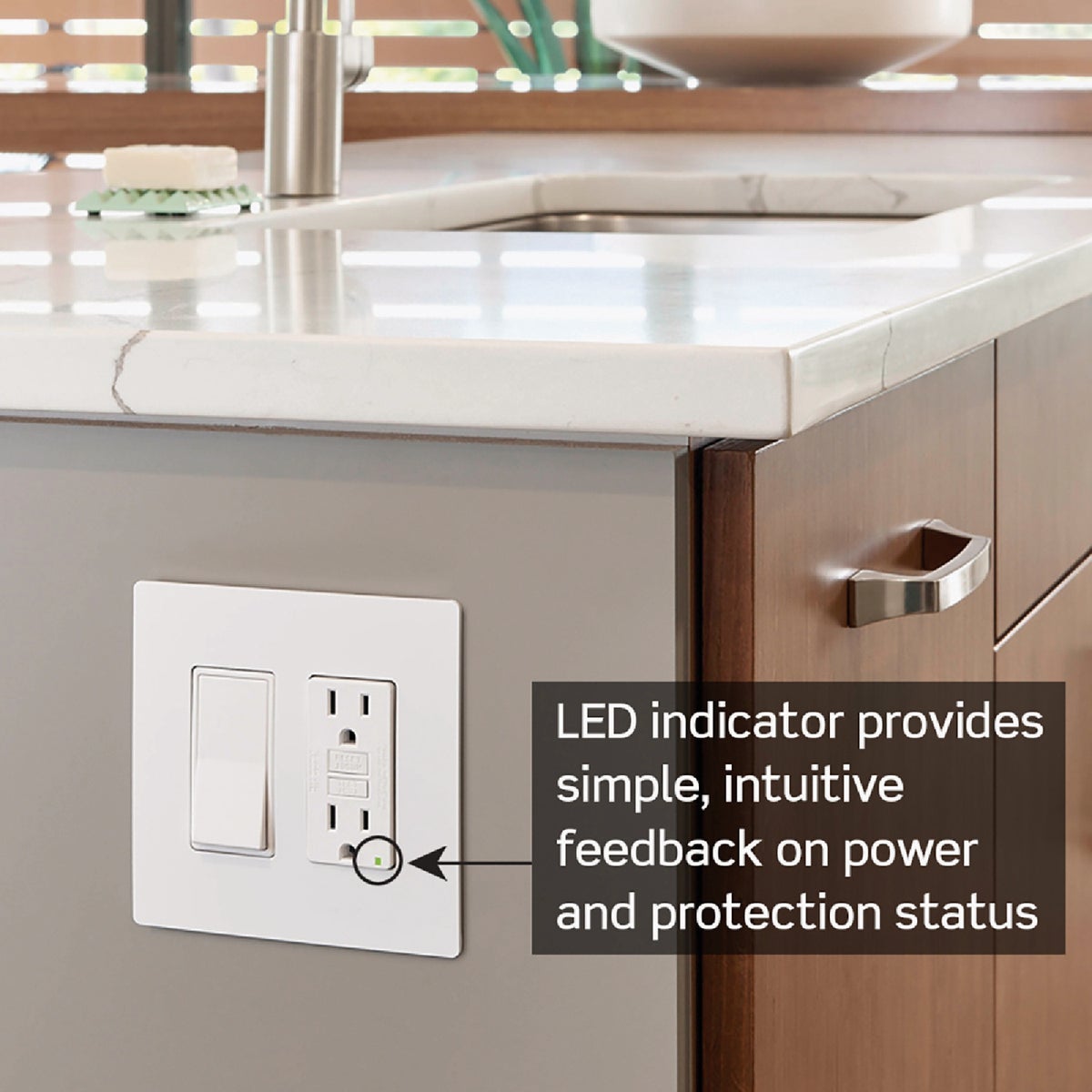 Leviton Self-Test 15A White Tamper-Resistant Slim GFCI Outlet with LED Indicator Light Image 4