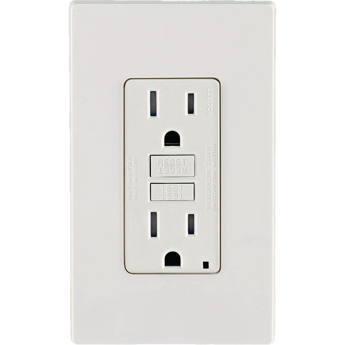 Leviton Self-Test 15A White Tamper-Resistant Slim GFCI Outlet with LED Indicator Light Image 6